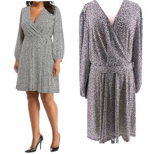 NWT The Limited Leopard Print Black White Faux Wrap Dress 3X